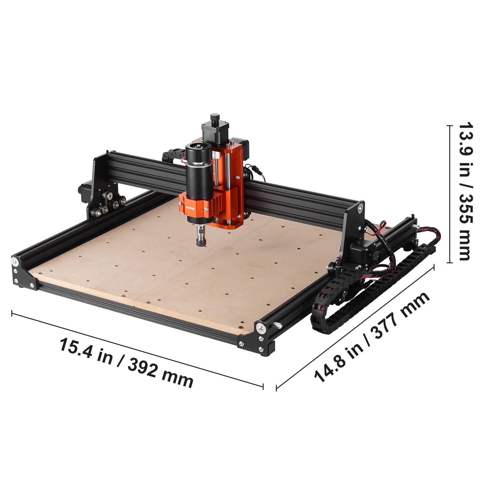 13.9 in / 355 mm  
15.4 in / 392 mm  
14.8 in / 377 mm