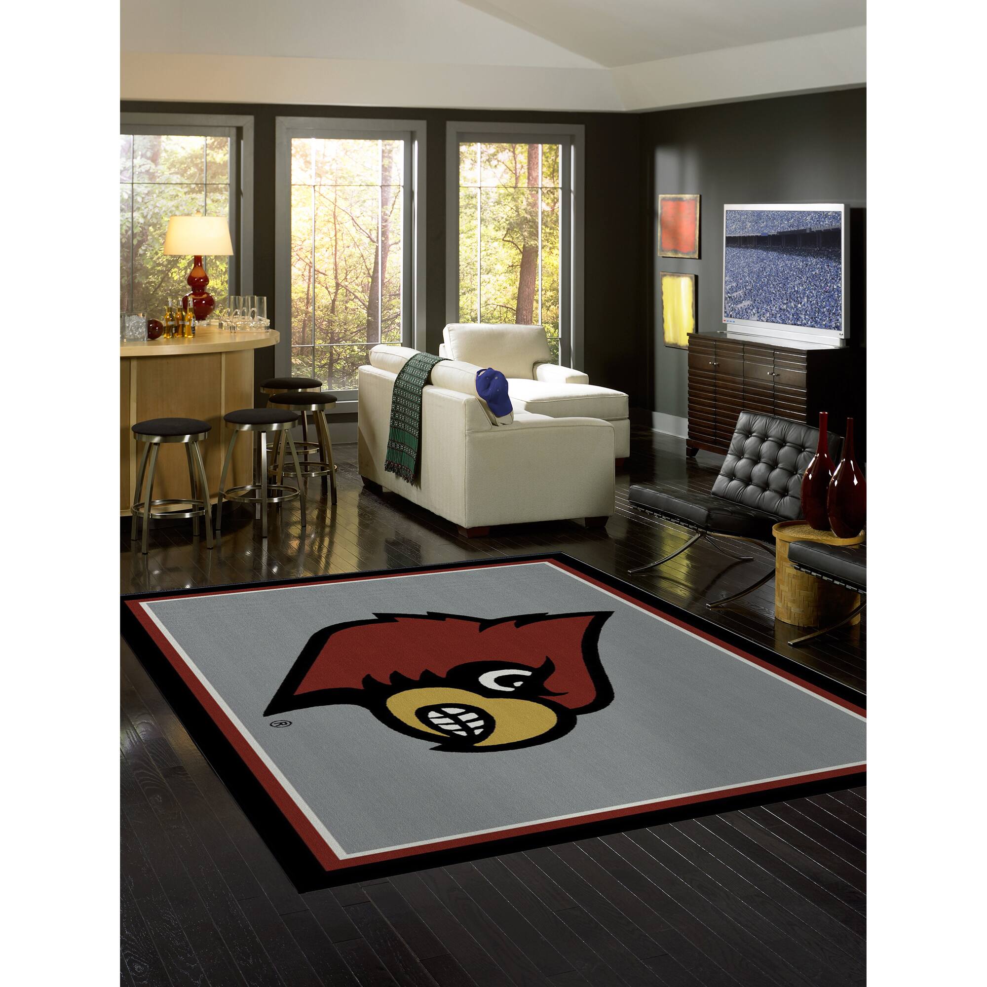 Alt View 1. Imperial - Louisville Cardinals 7'8'' x 10'9'' Spirit Rug - Black.