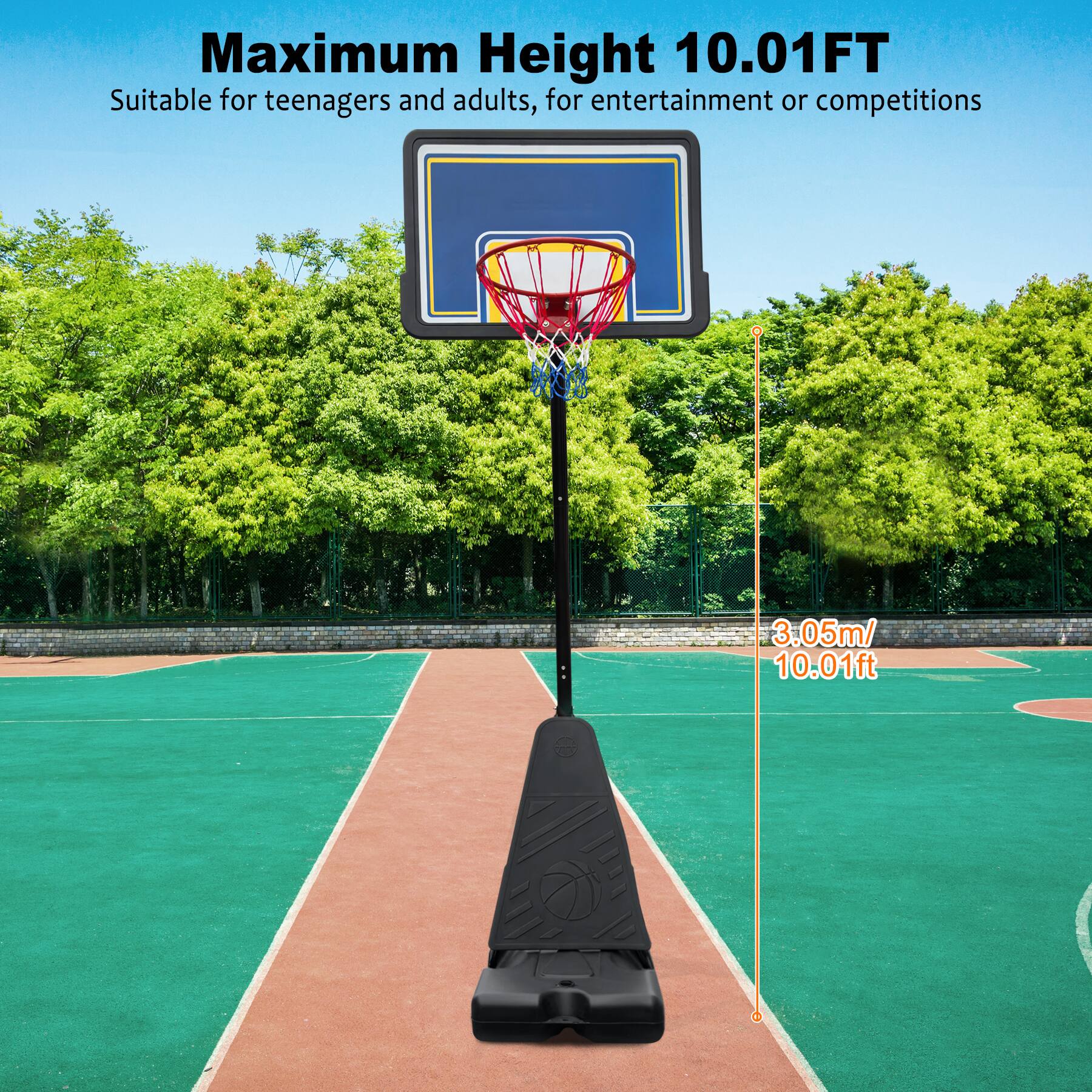 Maximum Height 10.01FT  
Suitable for teenagers and adults, for entertainment or competitions  

3.05m / 10.01ft