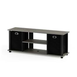 Furinno - Econ Entertainment Center w/Storage Bins - French Oak/Black/Black