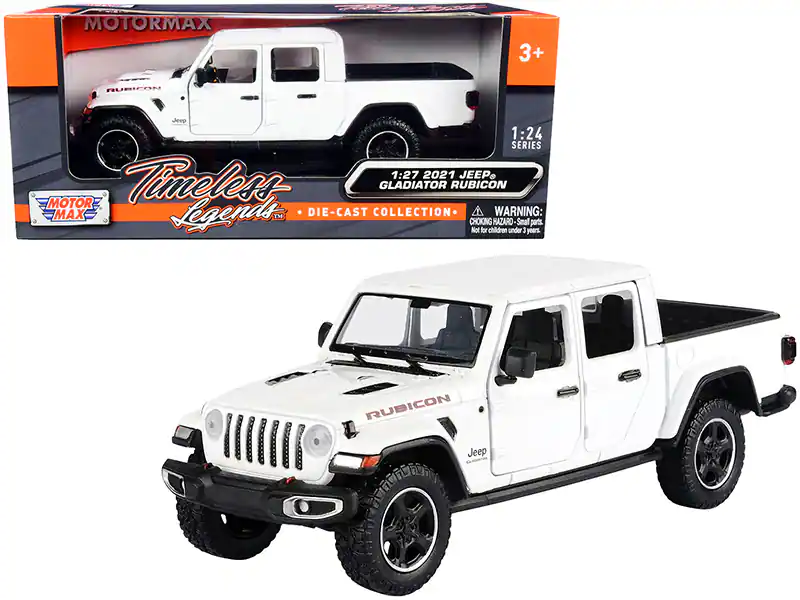 2021 Jeep Gladiator Rubicon (Closed Top) Pickup Truck 1/24-1/27 Diecast Model Car by Motormax - White