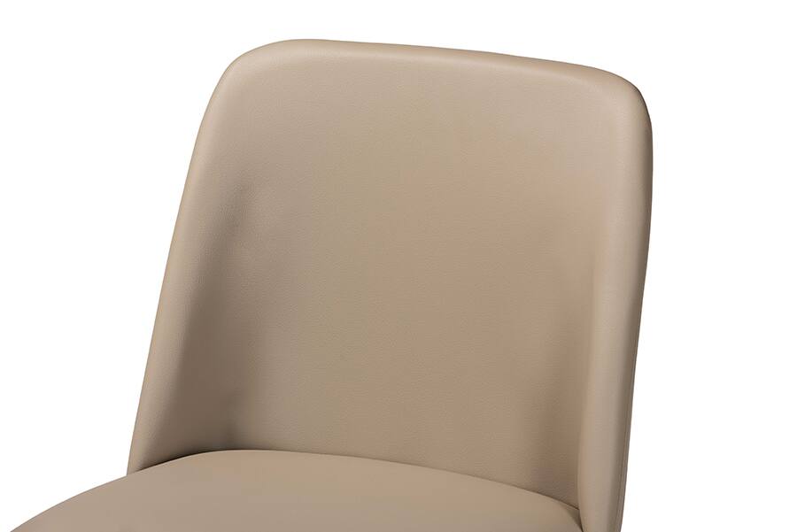 Back. Baxton Studio - Lavin Mid-Century "Walnut" Brown/Faux Leather Dining Chair - Walnut Light Brown/Beige.