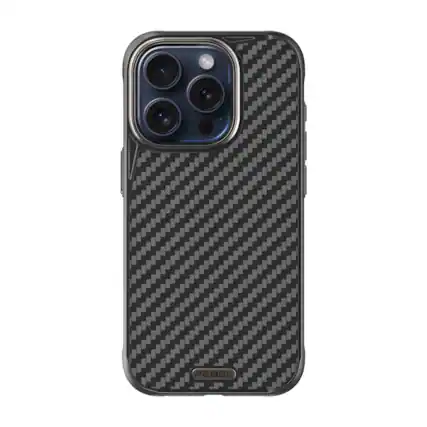Front. Rebel - Rebel - Rebel Series GEN5 Case For Apple iPhone 15 Pro - Black/Aramid Fiber - Black.