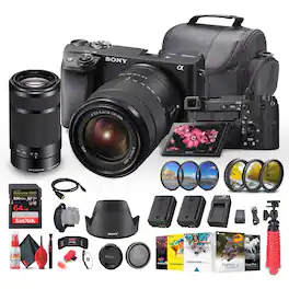 Sony - a6400 Mirrorless Camera w 18-135mm Lens w Real-Time Eye Auto Focus Bundle (International Vers (International Model)