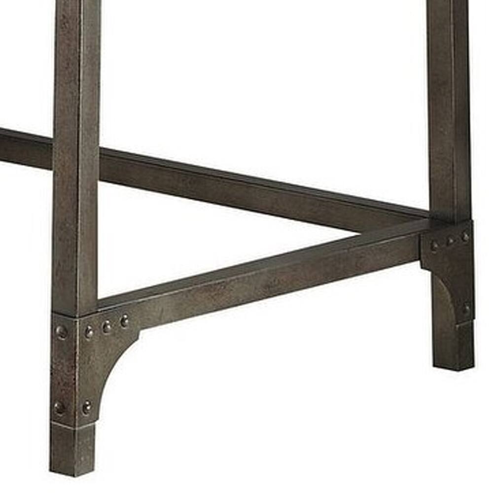 Back. Manhattan Lane - Wood And Metal Desk With Three Drawers And Two Side Shelves, Oak Brown And Gray - Brown And Gray.