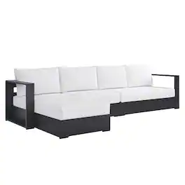 Modway - Tahoe 3-Piece Outdoor Powder-Coated Aluminum Left-Facing Chaise Sectional Sofa Set - Gray White