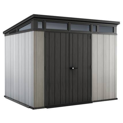 Front. Keter - Keter Artisan 9x7 Foot Large Outdoor Shed with Floor with Modern Design, Grey - Grey.
