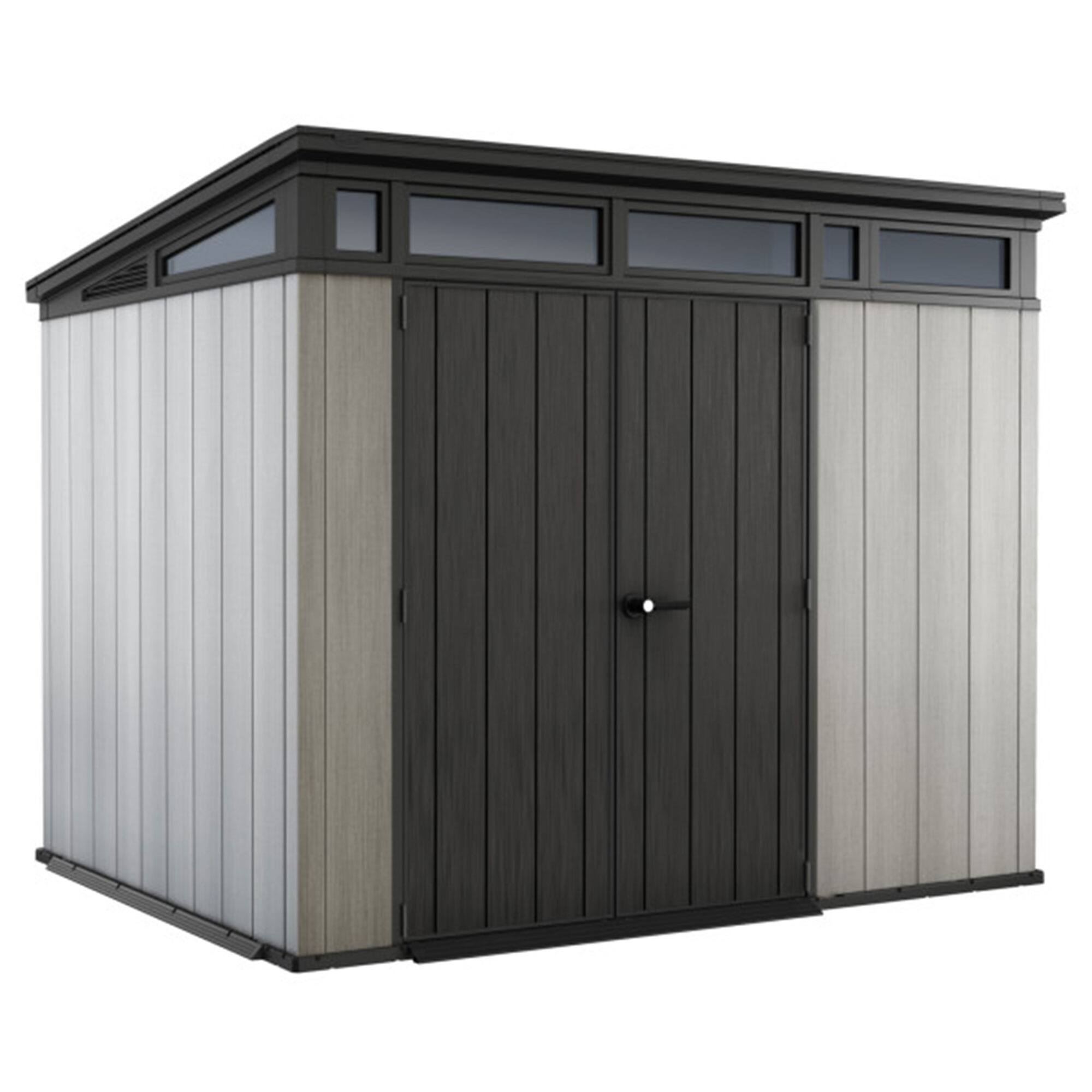 Front. Keter - Keter Artisan 9x7 Foot Large Outdoor Shed with Floor with Modern Design, Grey - Grey.