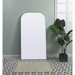 Elegant Decor - Metal Frame Arch Full Length Mirror 35x66 Inch - Silver