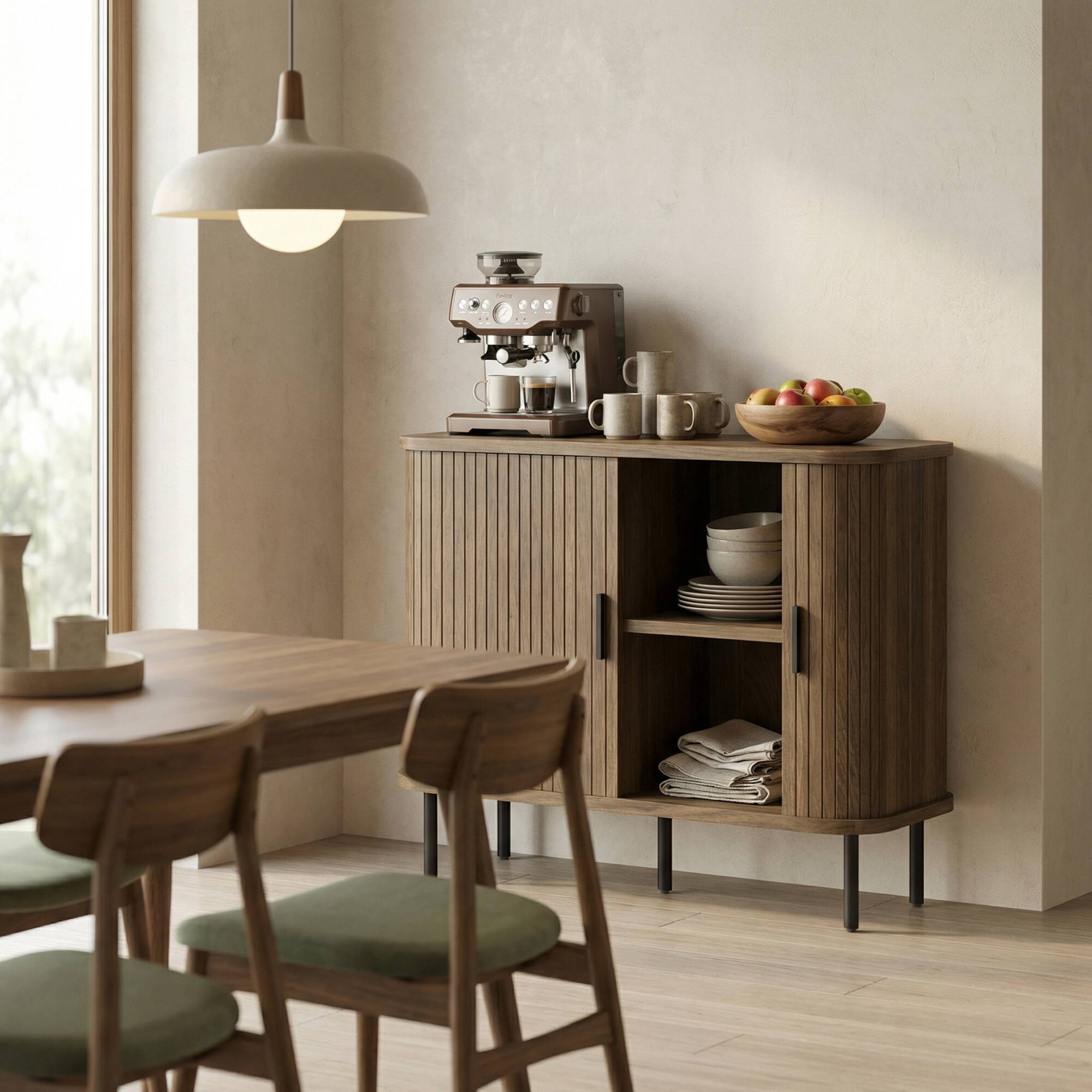 Alt View 1. Homcom - Sideboard Buffet Cabinet with Storage - Walnut.