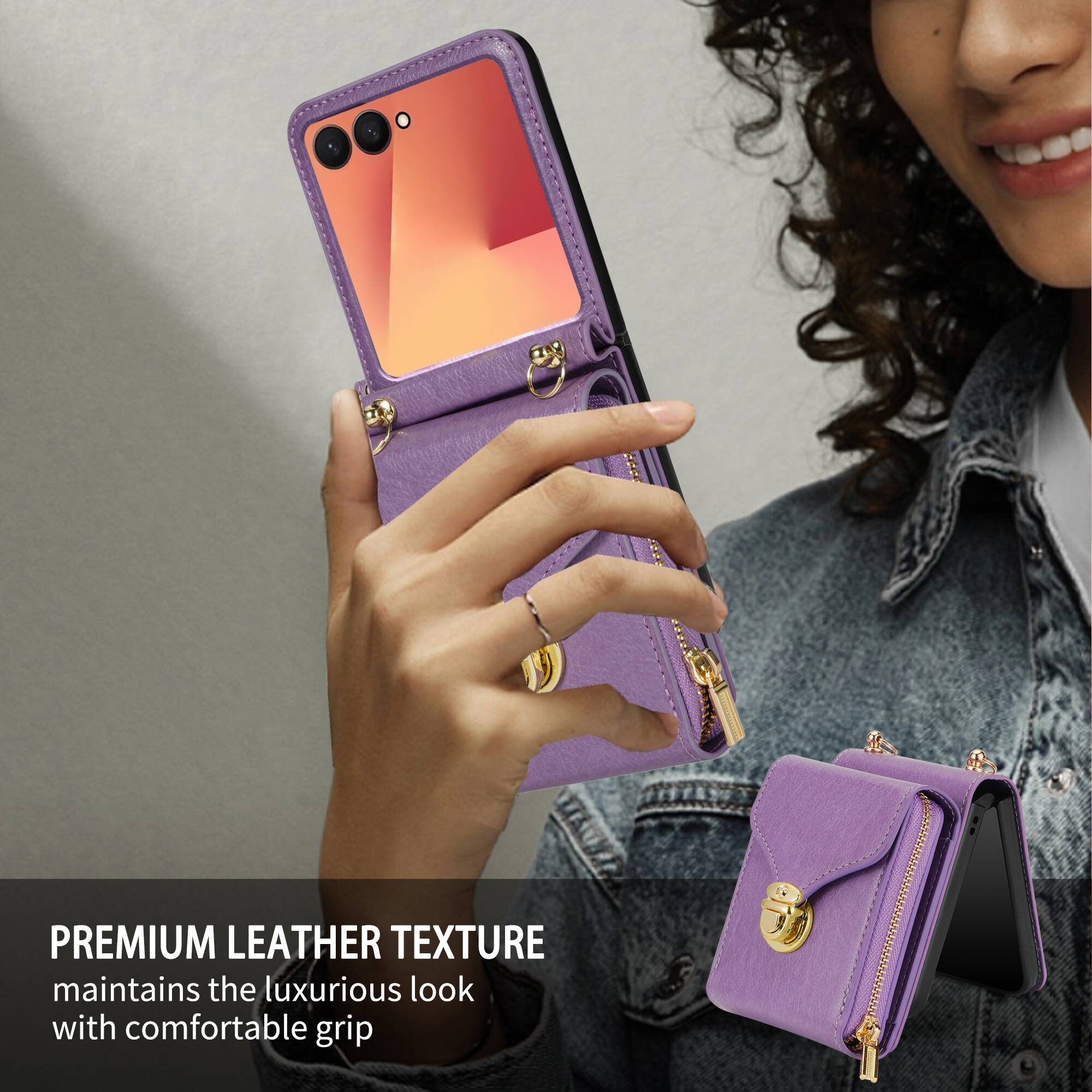 PREMIUM LEATHER TEXTURE maintains the luxurious look with comfortable grip