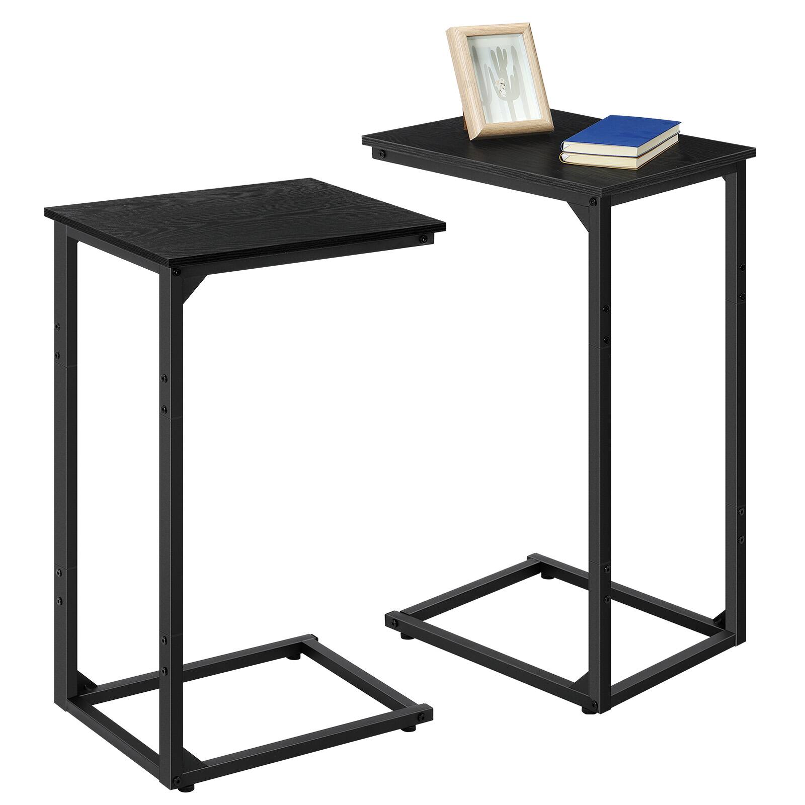 Oumilen - C-Shaped End Table Set of 2, Slim Side Table for Sofa and Bed - Black