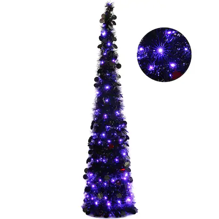 Front. Skar Audio - Artificial Christmas Pop Up Tree Tinsel Pencil With 100 Multi - Black.