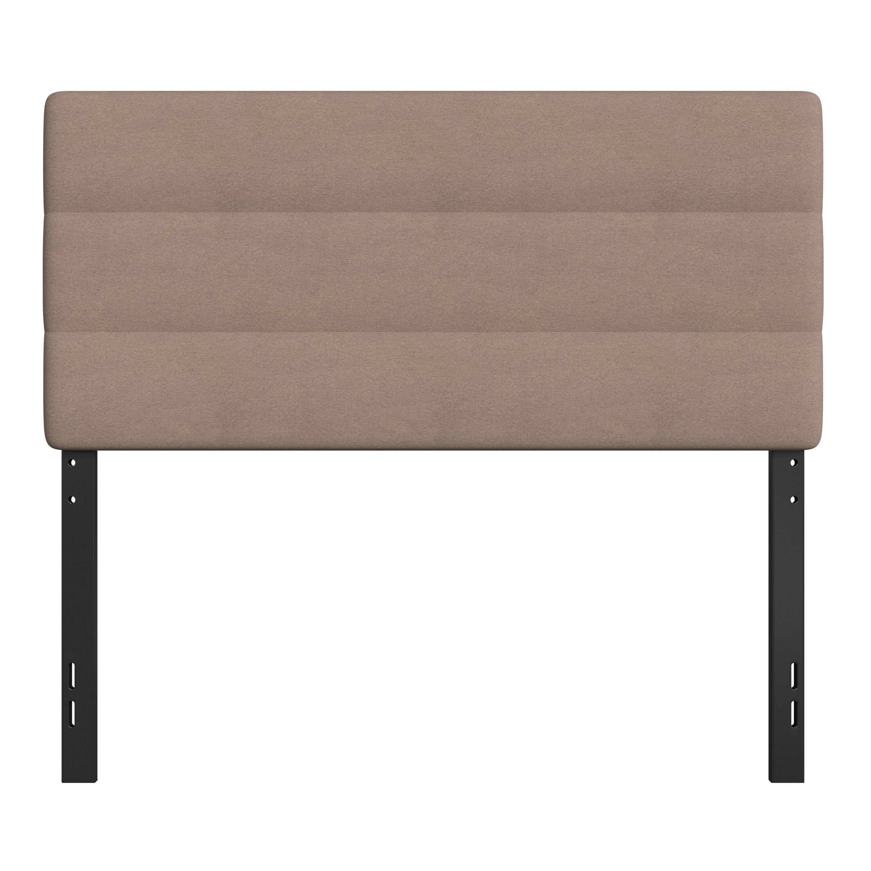 Alt View 9. Emma + Oliver - Gannon Modern Upholstered Headboard with Horizontal Line Stitching and Adjustable Height Rails - Taupe.