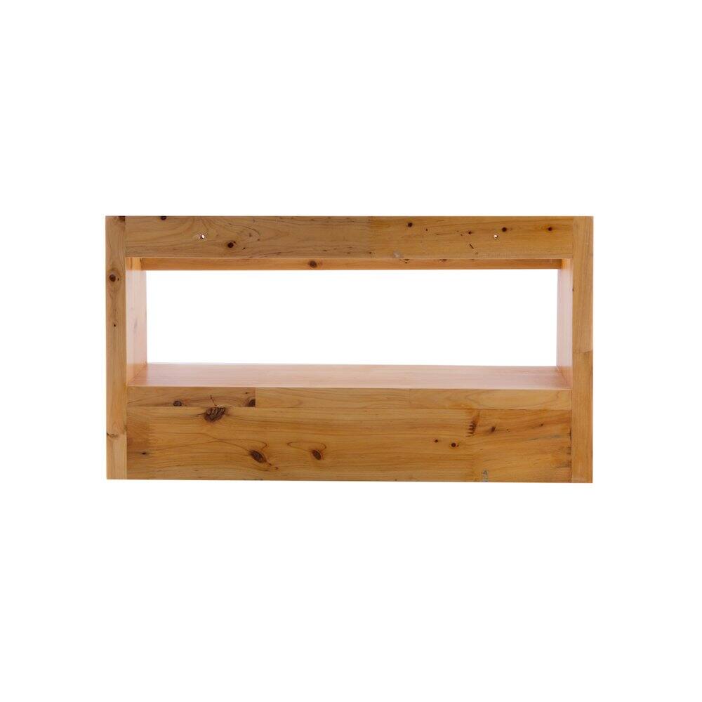 Back. Alfi - 18" Wall Mounted Wooden Shelf & Hooks Bathroom Accessory - Brown.