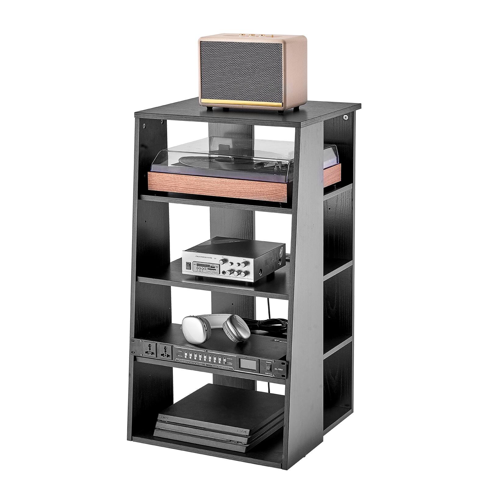 VEVOR - 5-Tier AV Media Stand, Wooden Audio-Video Media Stand for DVD Players/Cable Boxes/Games Consoles - Floor-standing