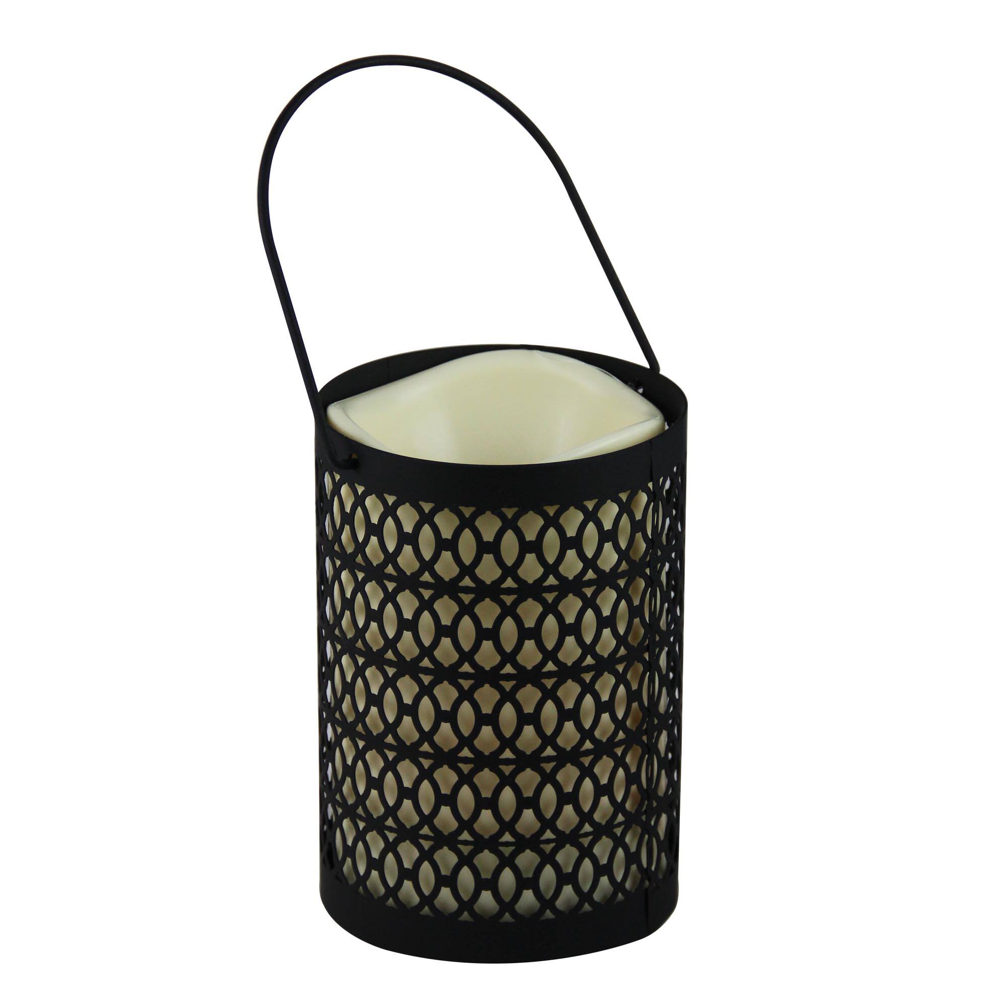 Alt View 1. Melrose - 12" Black Opulent Battery Operated Indoor LED Candle Lantern with Timer - Black.