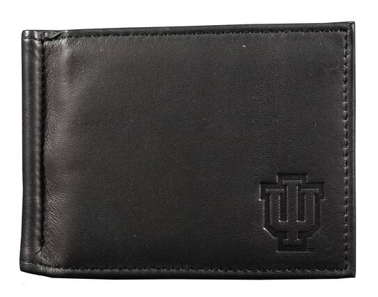 Front. Rico Industries - Indiana Hoosiers Genuine Black Leather Money Clip Wallet RFID Blocking - Multi.