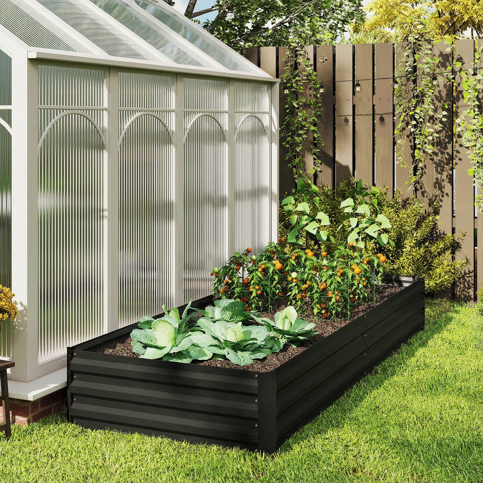 Alt View 7. Outsunny - x 36" x 12" Galvanized Raised Garden Bed, Easy DIY and Cleaning for Growing Flowers, Herbs - Black.