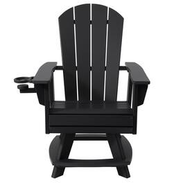 WestinTrends - Malibu Outdoor HDPE Swivel Adirondack Patio Dining Chair With Cup Holder - Black