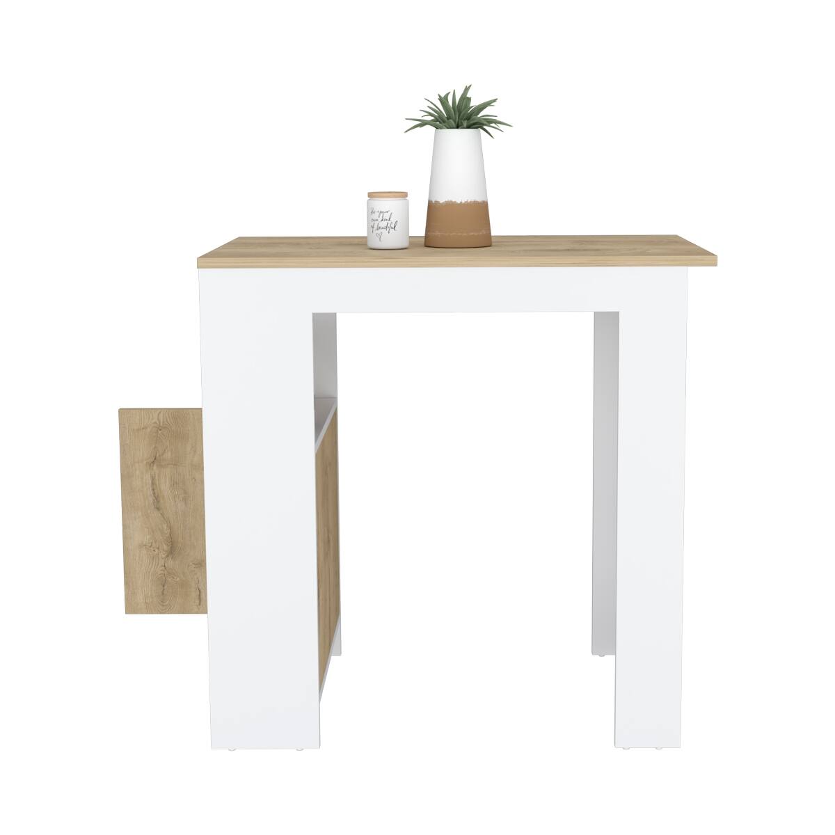 Alt View 3. Loheer - Loheer Modern Stationary Kitchen Island with Side Shelves and Push to Open Cabinet - Multicolor.