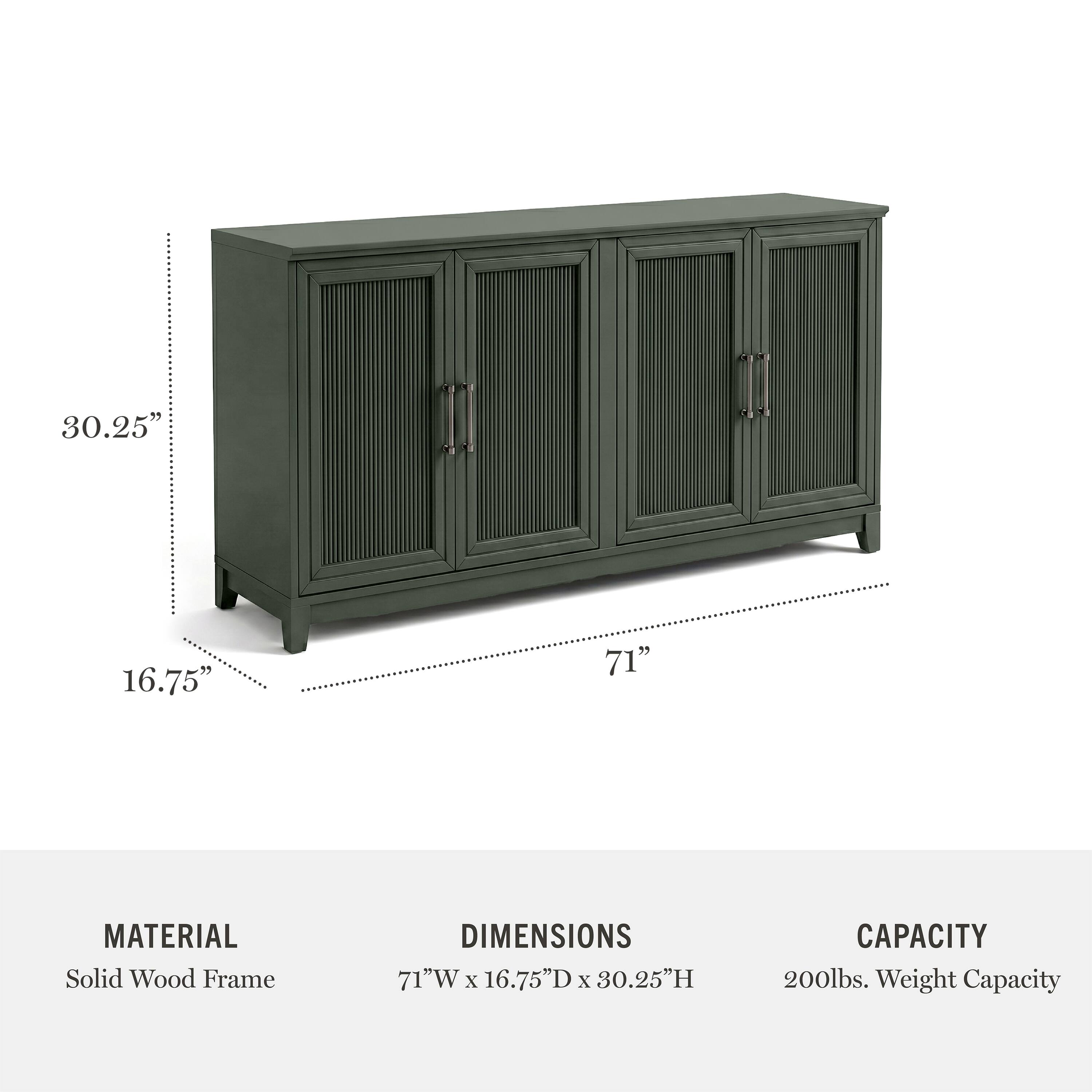 30.25" 16.75" 71"  
MATERIAL: Solid Wood Frame  
DIMENSIONS: 71"W x 16.75"D x 30.25"H  
CAPACITY: 200lbs. Weight Capacity