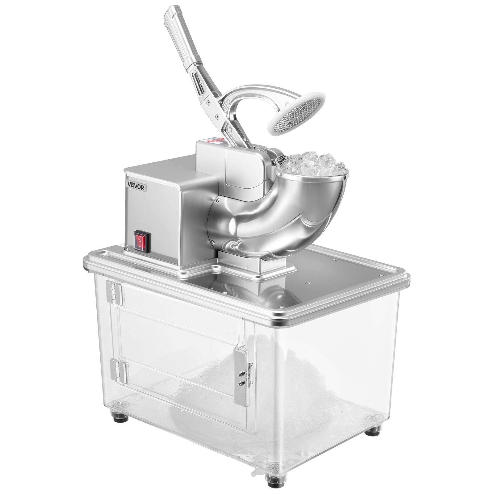 Alt View 5. VEVOR - Commercial Ice Crusher 661LBS/H,350W Electric Snow Cone Machine with 4 Blades,2000RPM Stainless Steel Shaved Ice Machine - Silver.