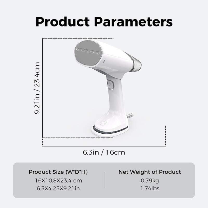Product Parameters /23.4cm 3.4cm / 9.21in 6.3in / 16cm
Product Size (W*D*H) 16X10.8X23.4 cm 6.3X4.25X9.21in
Net Weight of Product 0.79kg 1.74lbs