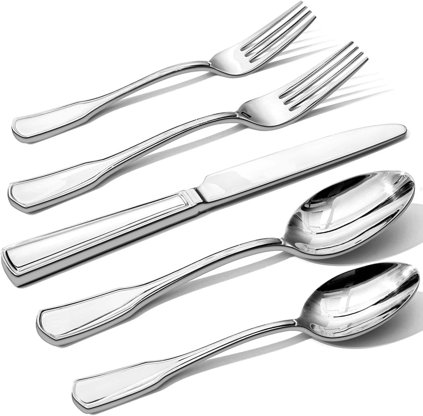 Dazzed Corner - 40-Piece Silverware Set, Stainless Steel Flatware Set for 8 - Silver