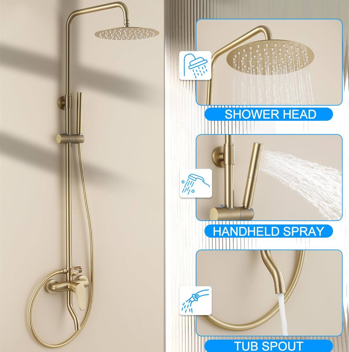 SHOWER HEAD  
HANDHELD SPRAY  
TUB SPOUT