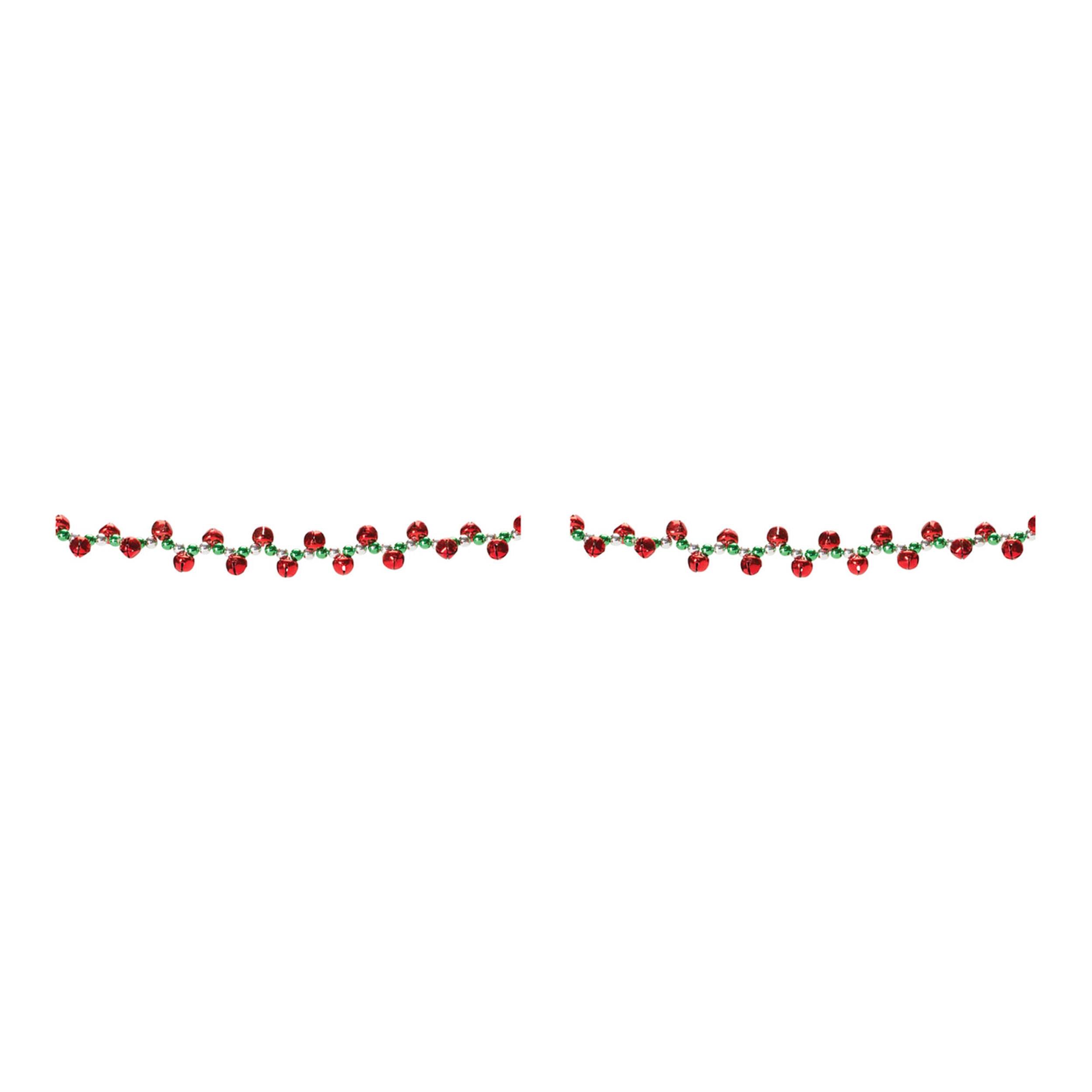 Back. BreeBe - Sleigh Bell String Garland (Set of 2) - Red, Green.