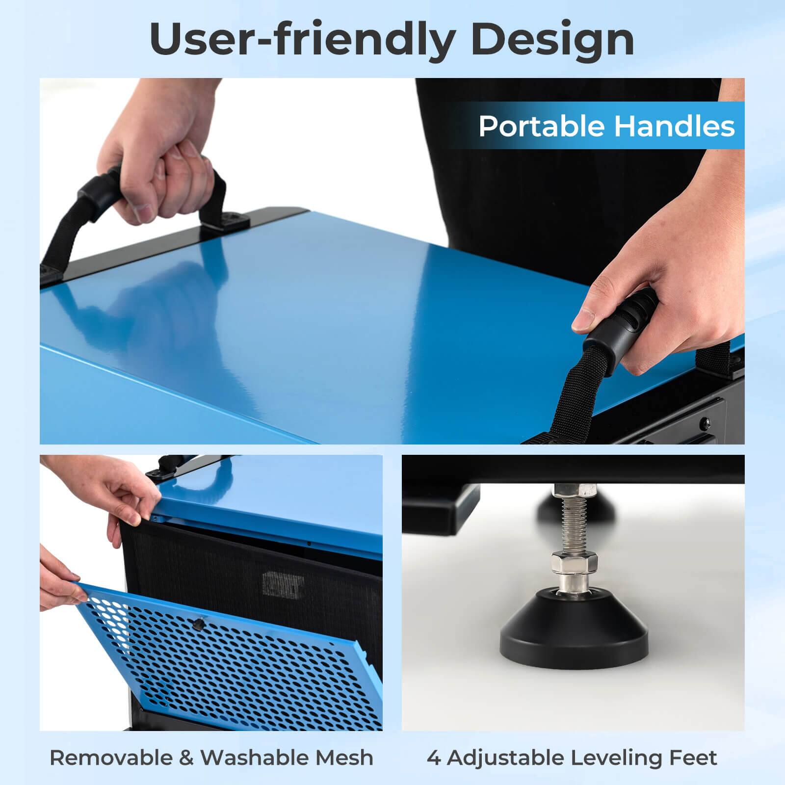 User-friendly Design

Portable Handles

Removable & Washable Mesh

4 Adjustable Leveling Feet