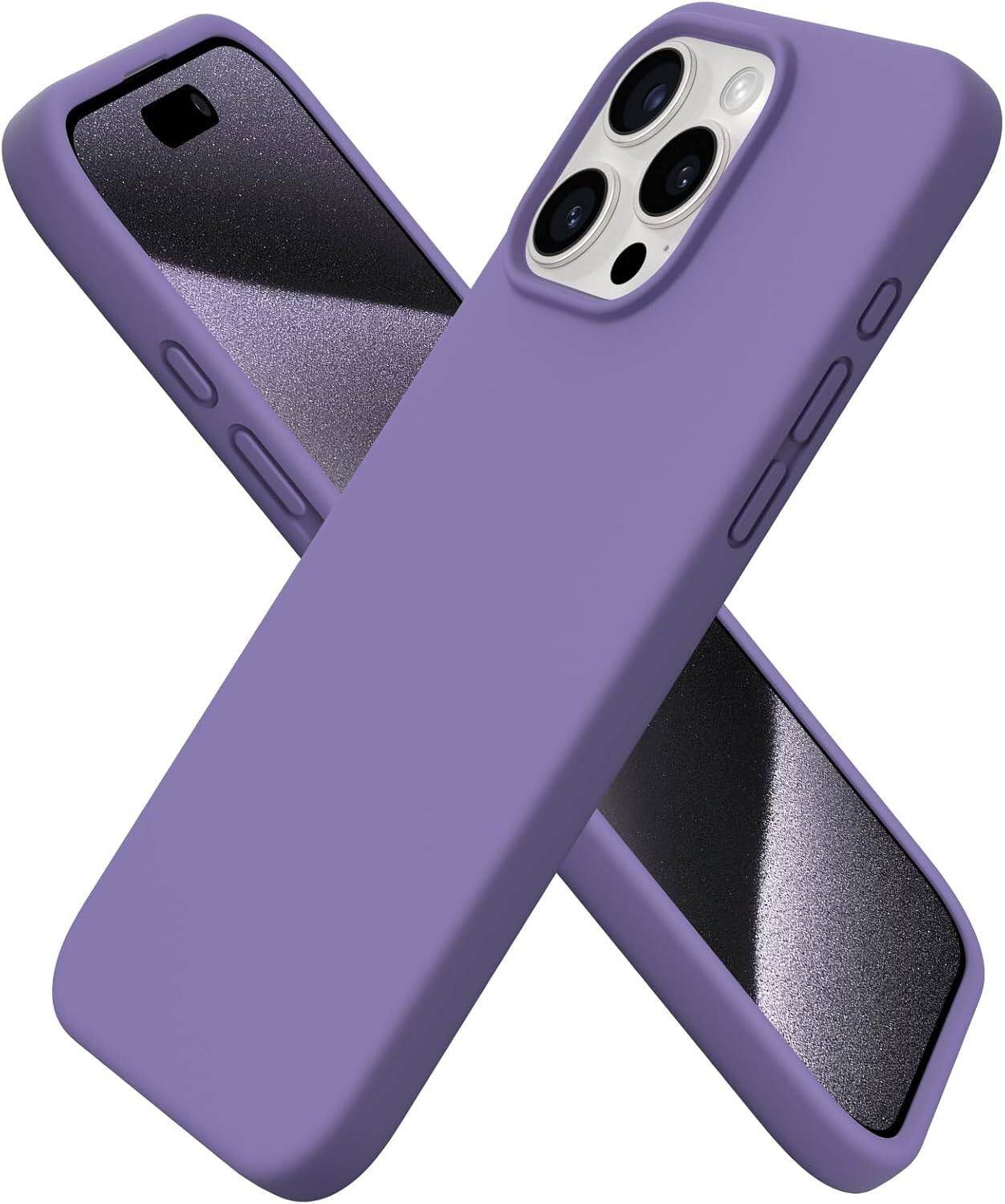 Front. Ornarto - ORNARTO Compatible with iPhone 15 Pro Max Case 6.7", Slim Liquid Silicone Full Covered Protective Cover-Amethyst - Amethyst.
