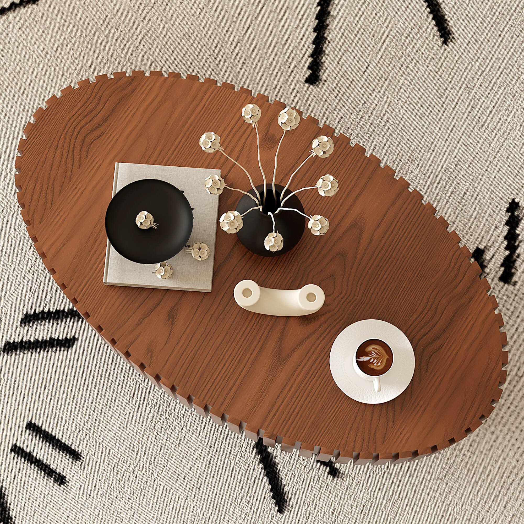 Alt View 1. APRILSOUL - Modern Minimalist Round Coffee Table Table Open Storage Easy Assembly Living Room Study Room - Brown.