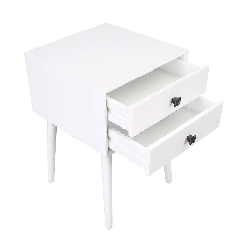 Alt View 2. Furniture of America - Alto Mid-Century Wood 2-Drawer Side Table - White.