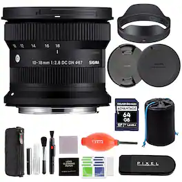Sigma - 10-18mm f/2.8 DC DN Contemporary Lens (Canon RF-S) with Advance Accessories and Travel Bundle | 207972 - Black