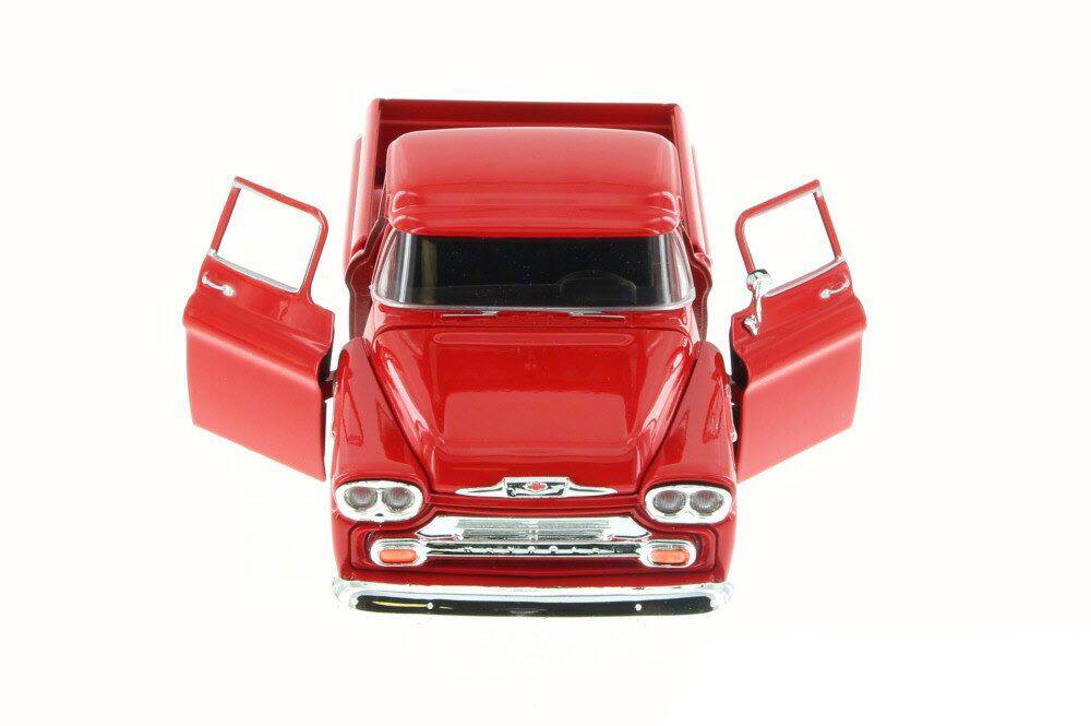 Alt View 3. Motormax - 1958 Chevrolet Apache Fleetside Pickup Truck Red 1/24 Diecast Model Car by Motormax.