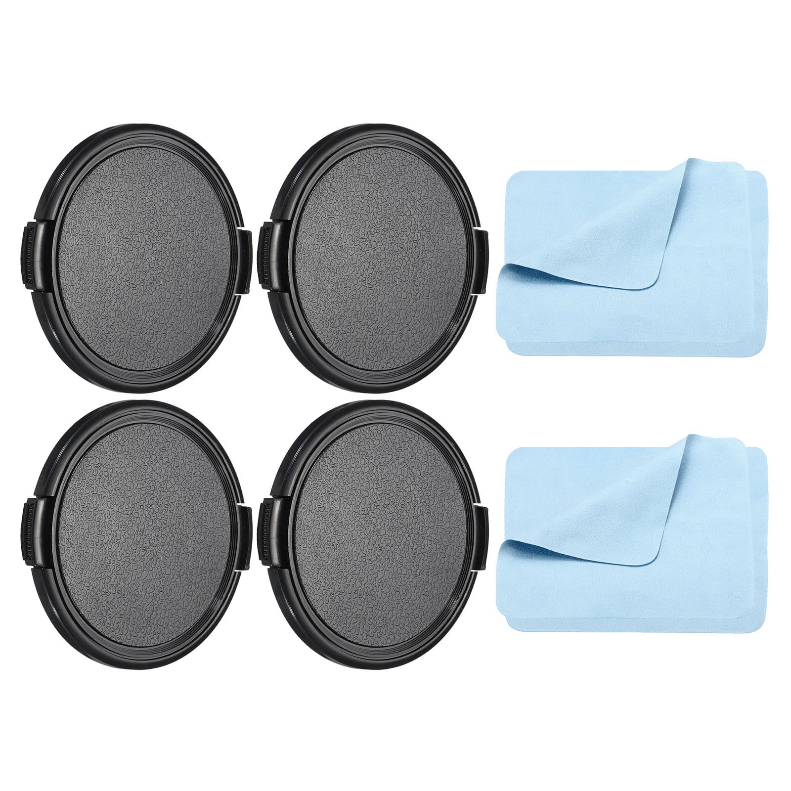 Unique Bargains - 4pcs 67mm Sides Pinch Lens Cap with Cloth for Nikon/Fujifilm/Pentax/Leica - Black