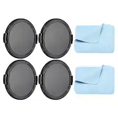 Front. Unique Bargains - 4pcs 67mm Sides Pinch Lens Cap with Cloth for Nikon/Fujifilm/Pentax/Leica - Black.