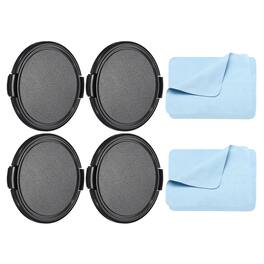 Unique Bargains - 4pcs 67mm Sides Pinch Lens Cap with Cloth for Nikon/Fujifilm/Pentax/Leica - Black