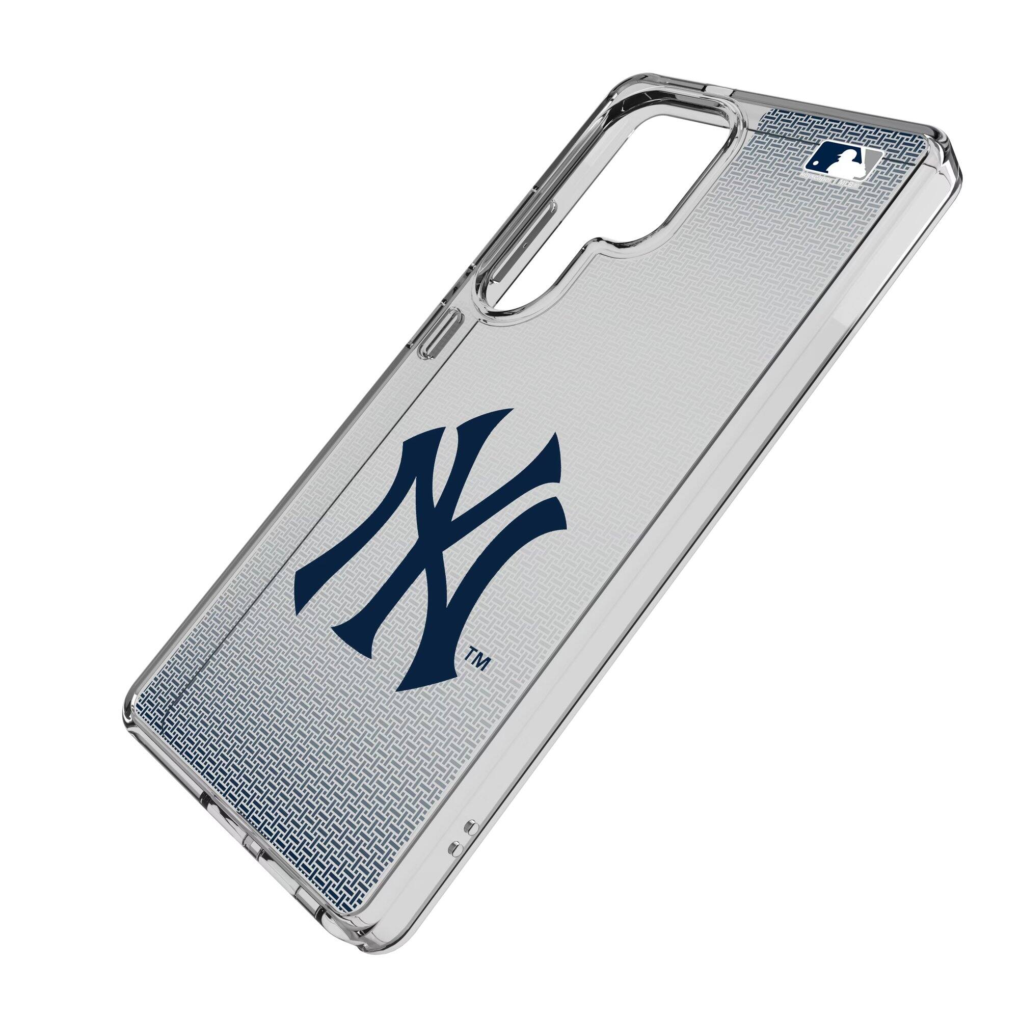Alt View 1. Keyscaper - New York Yankees Linen Logo Galaxy Clear Case - S24 Ultra - Multicolor.