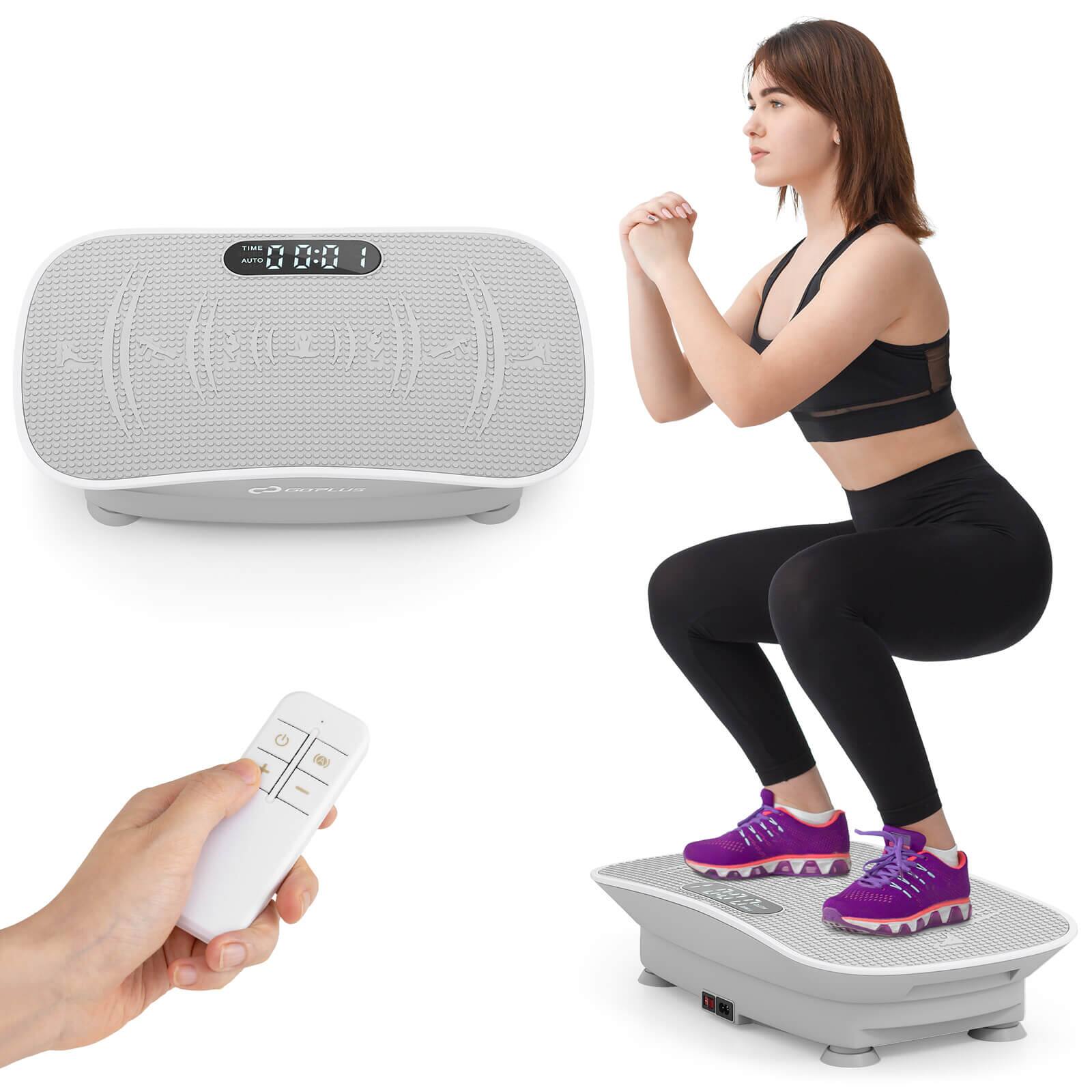 Costway - Vibration Plate Exercise Machine with 10 Speed Intensities Remote for Home Fitness - Gray