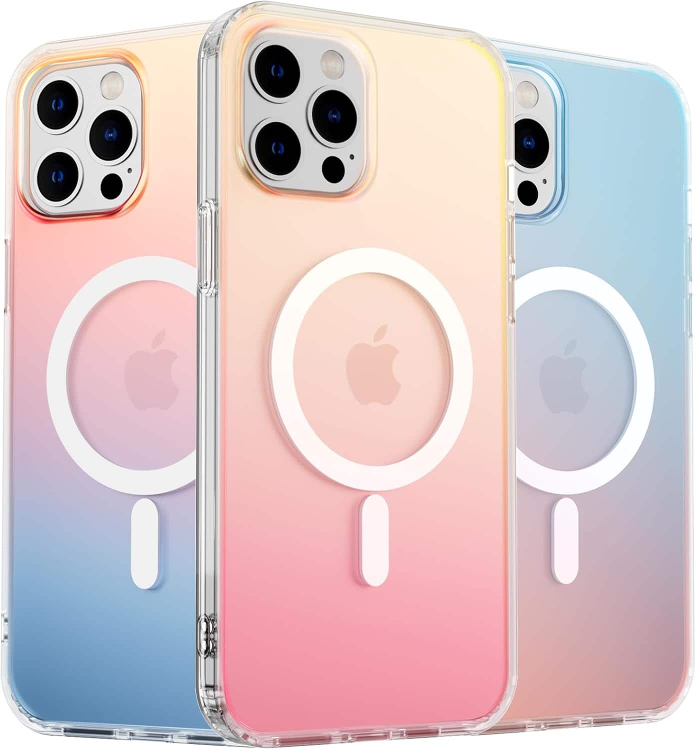 Ornarto - Magnetic Case for iPhone 12 Pro Max 6.7" Compatible with MagSafe,Shockproof Protective Rainbow Phone Case - Sunset