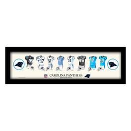Sporticulture - Carolina Panthers 12" x 36" Team Uniform Heritage Framed Wall Art - Multicolor