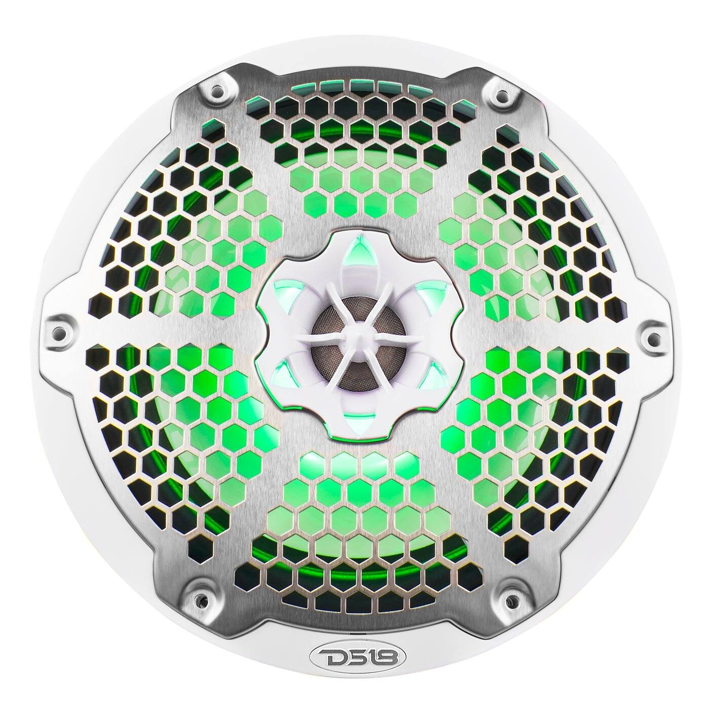 Alt View 2. DS18 Audio - NXL 8" 2-way Coaxial Speaker with RGB LED Lights, Built-in Driver and Grille (Pair), 125W RMS 4-Ohm - White.
