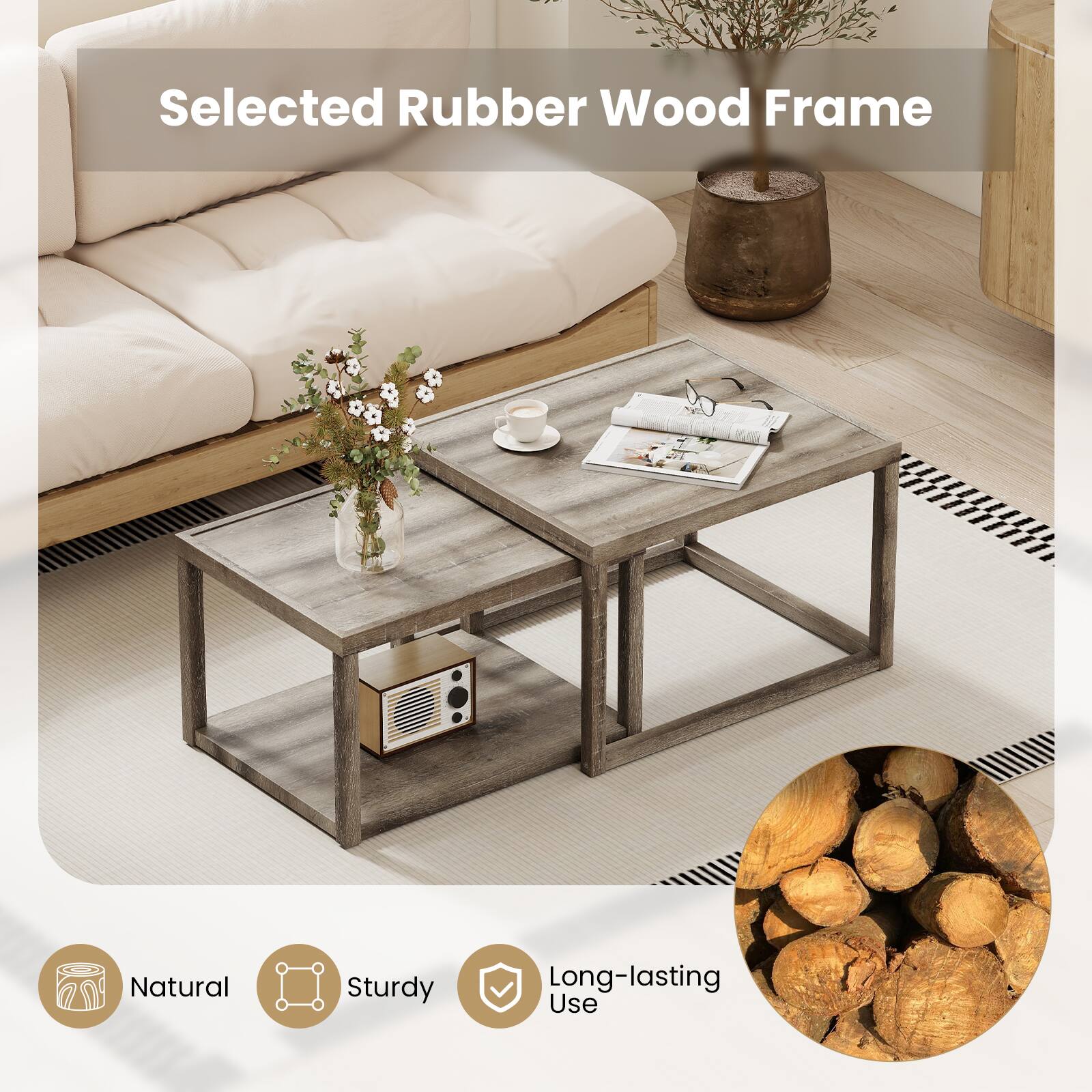 Selected Rubber Wood Frame

Natural
Sturdy
Long-lasting Use
