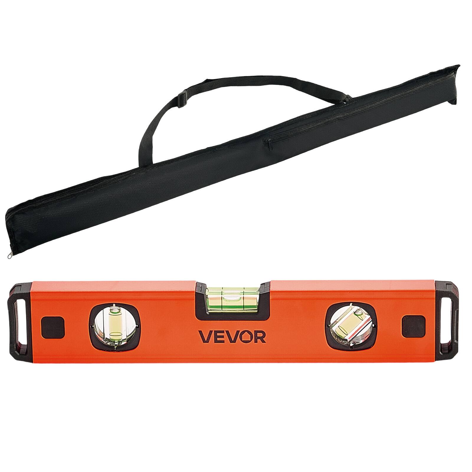 Alt View 5. VEVOR - Torpedo Level, 4-Piece Included 4/12/24/40 in, Magnetic Leveler Tool Set Aluminum Alloy, with Clear 3 Green Vials - Black + Orange.