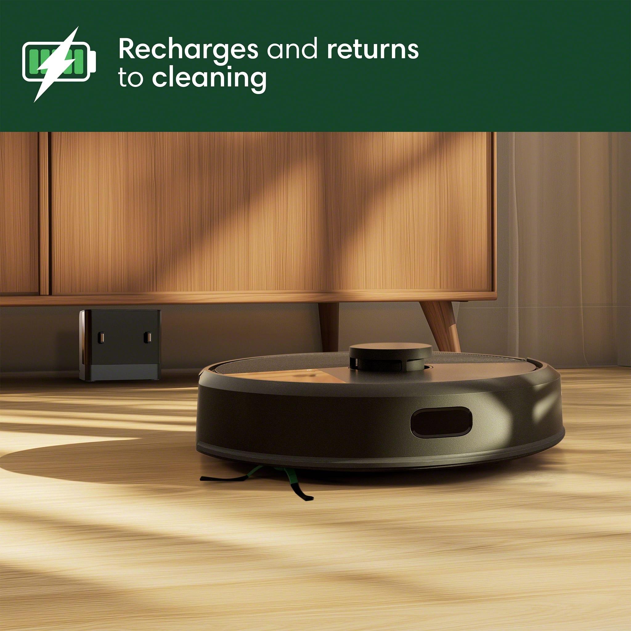 Recharges and returns to cleaning