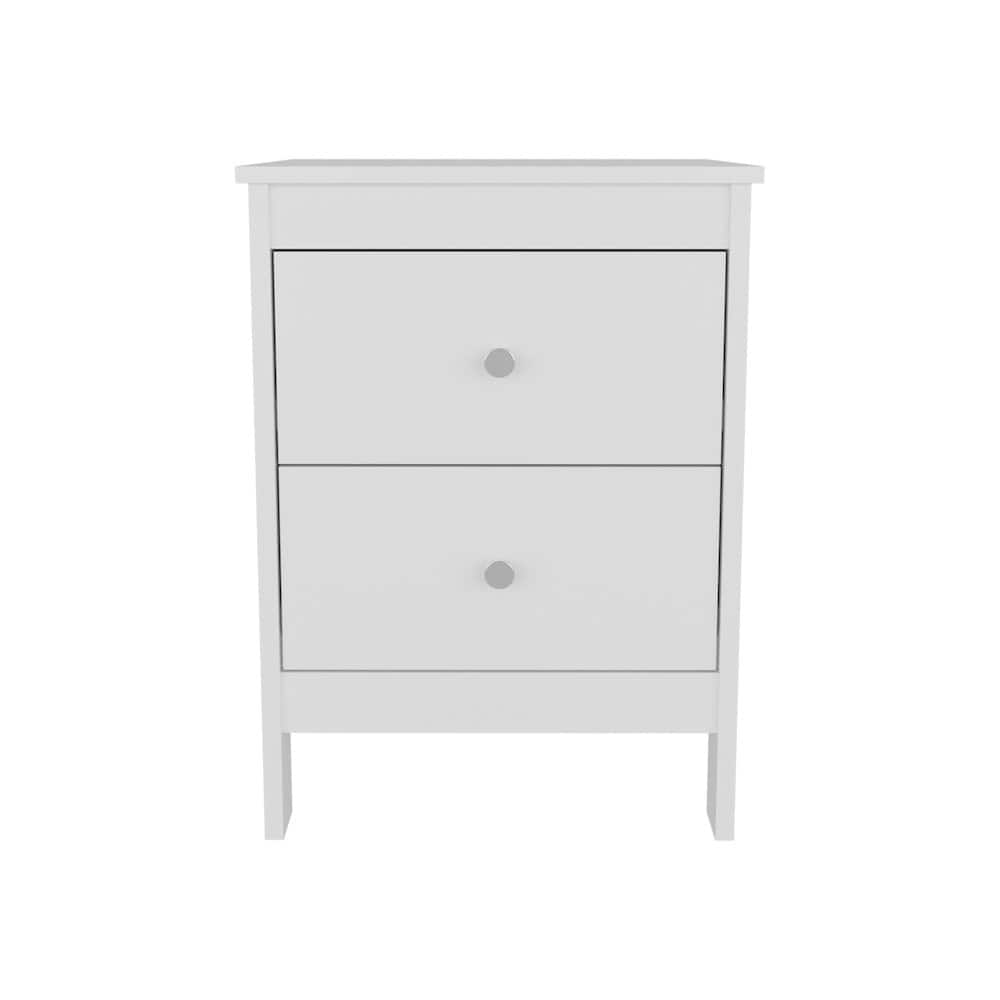 TuHome - Newcastle Nightstand Two Drawer And Open Shelf, Modern Bedside Table - White