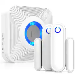 Fosmon - WaveLink Wireless Door Chime with 500 Feet Range, 58 Tunes, 5 Volume Levels & LED Indicators (1 Receiver + 2 Sensors) - White